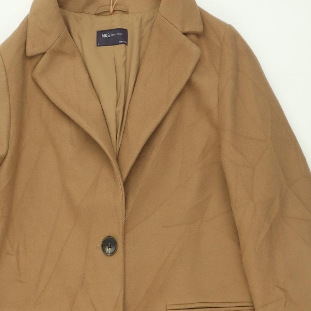 Marks and Spencer Womens Brown   Overcoat Coat Size 16  Button