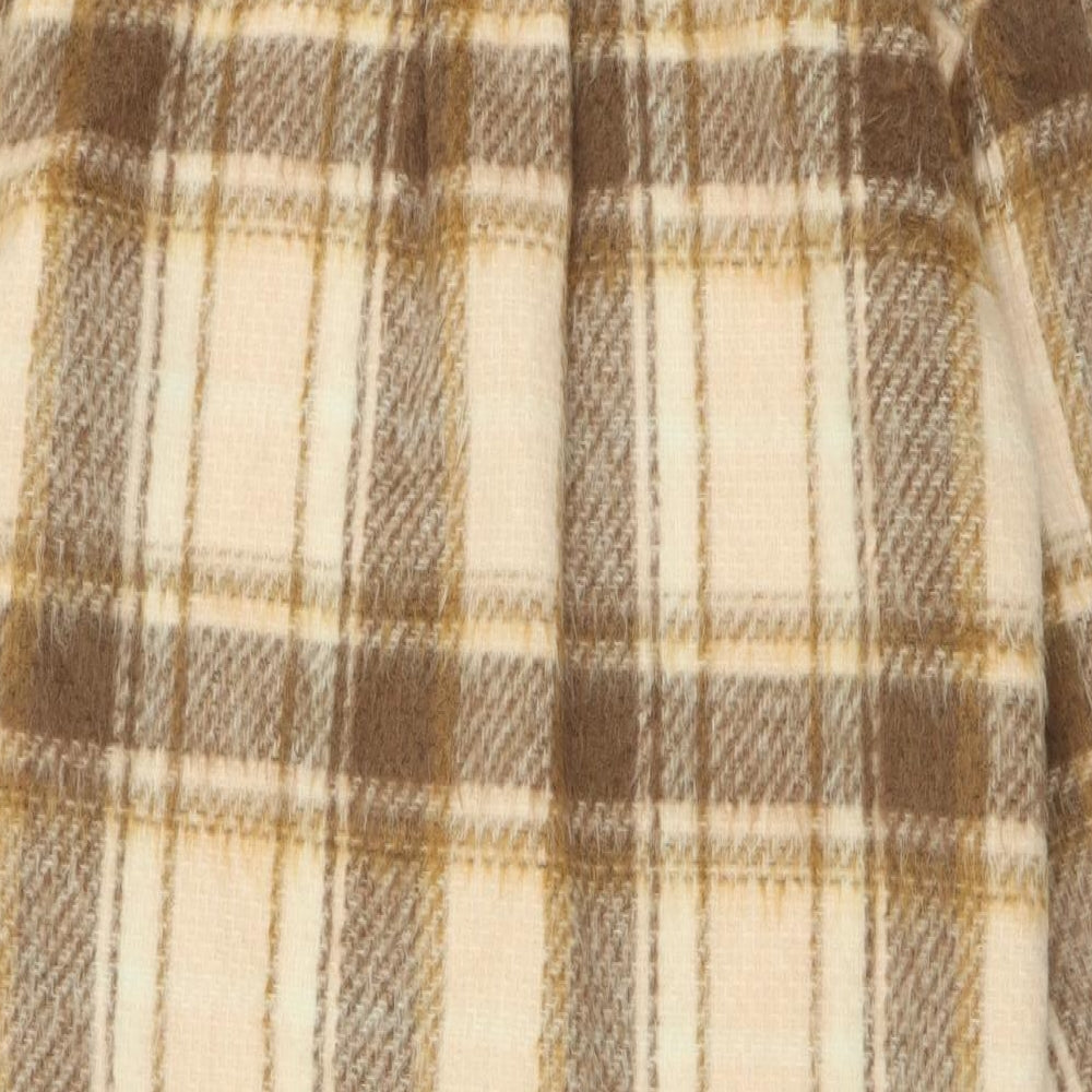 Per Una Womens Beige Plaid  Overcoat Coat Size 8  Button