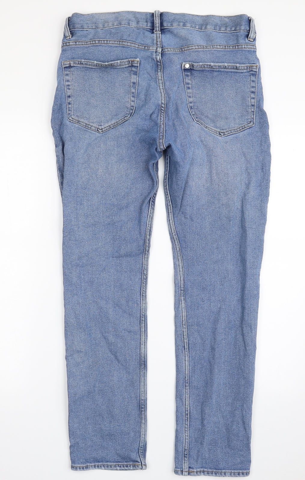H&M Mens Blue  Cotton Straight Jeans Size 33 in L28 in Slim Zip