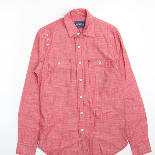 Topman Mens Pink  Cotton  Button-Up Size XS Collared Button