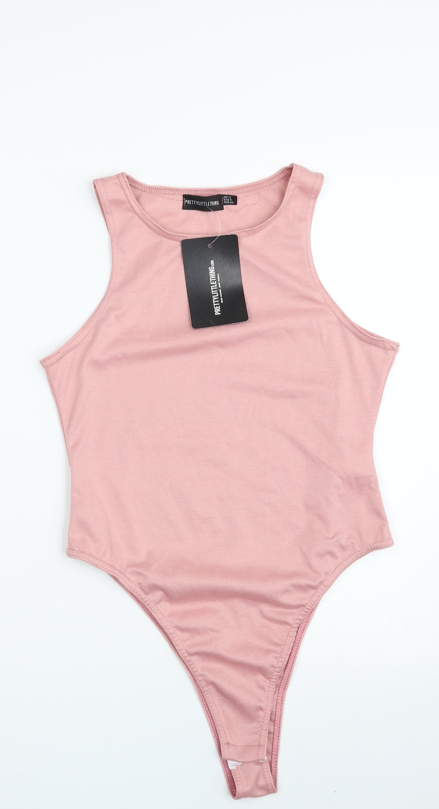 PRETTYLITTLETHING Womens Pink  Polyester Bodysuit One-Piece Size 12  Snap - Item Length -28in