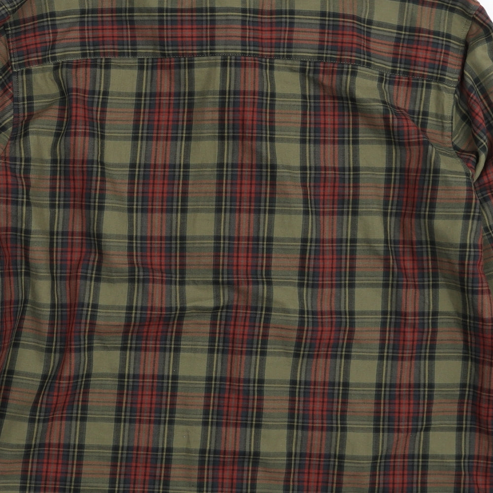 Peacocks Mens Multicoloured Plaid Polyester  Button-Up Size L Collared Button