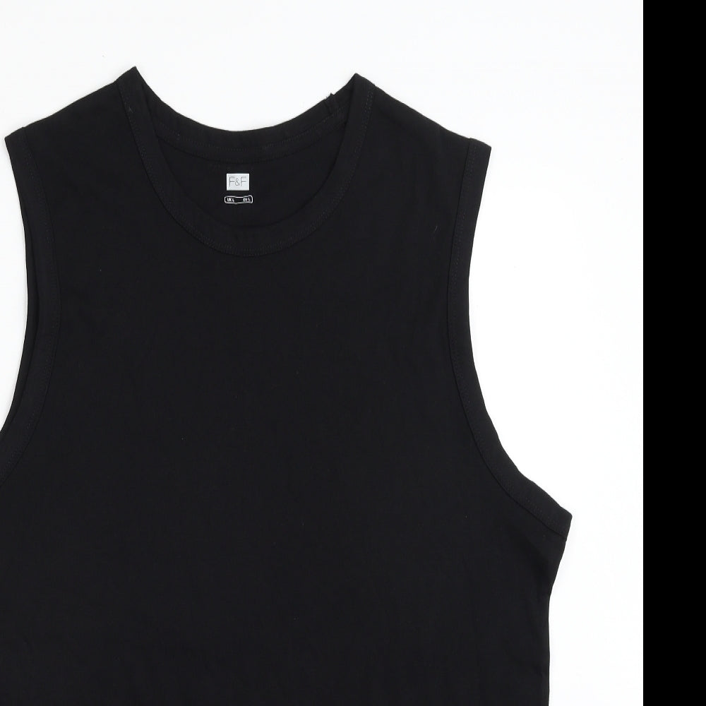 F&F Mens Black  Cotton Vest Sweatshirt Size L