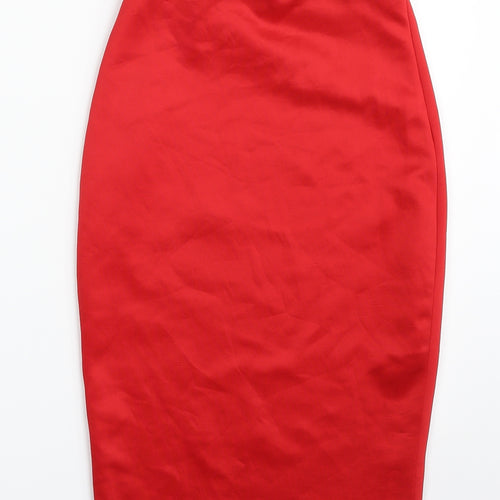 Missguided Womens Red  Polyester Straight & Pencil Skirt Size 4