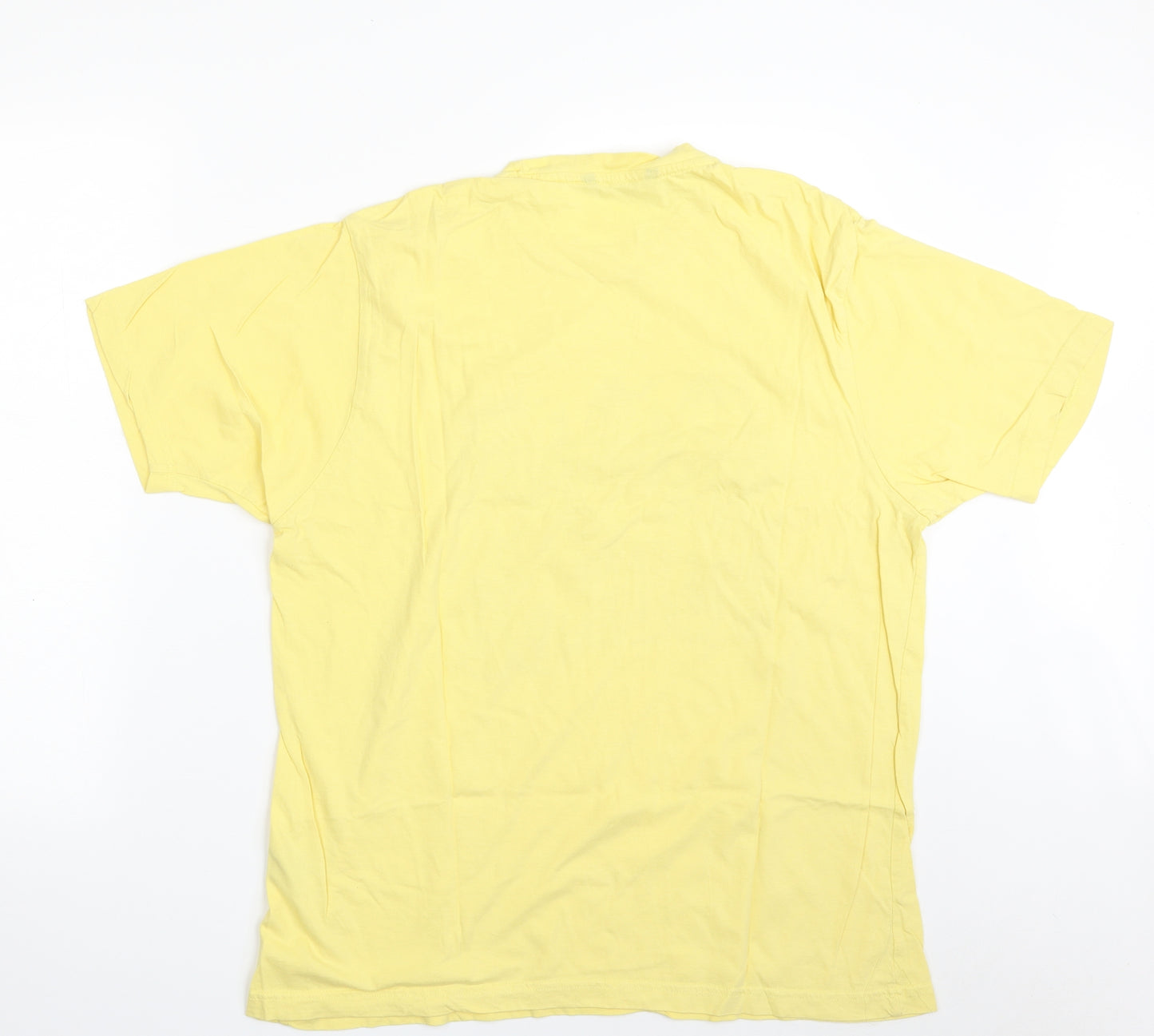 Dunnes Stores Mens Yellow  Cotton  T-Shirt Size 2XL Crew Neck  - Desert Tour 59