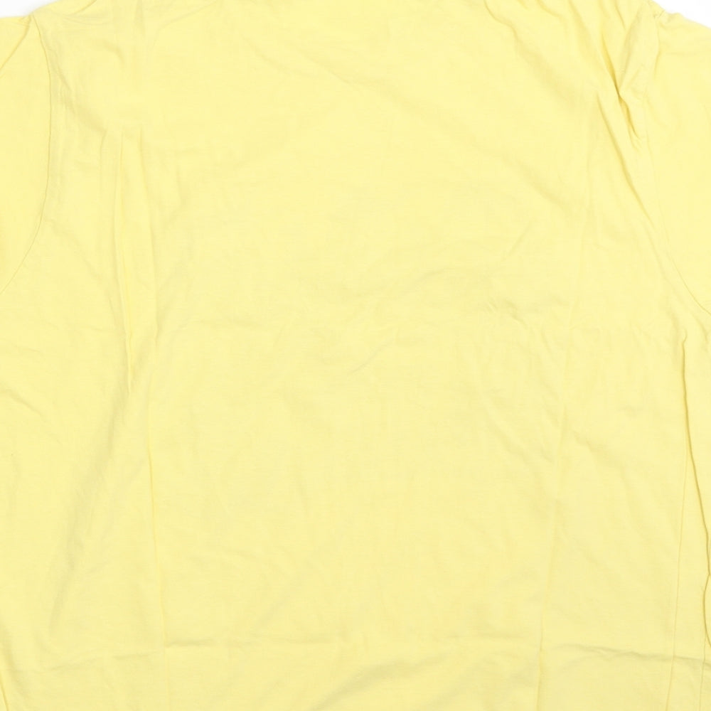 Dunnes Stores Mens Yellow  Cotton  T-Shirt Size 2XL Crew Neck  - Desert Tour 59