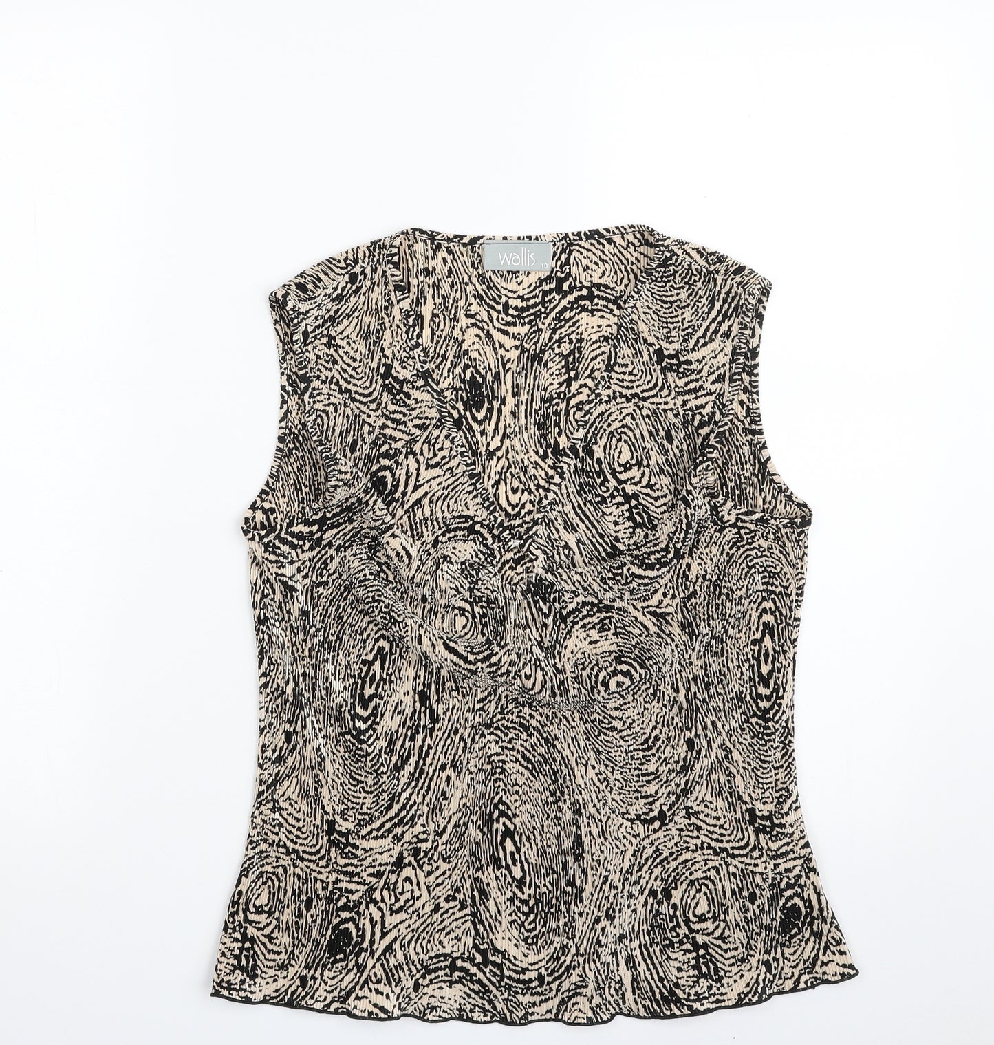 Wallis Womens Brown Animal Print Polyester Basic Blouse Size 10 V-Neck