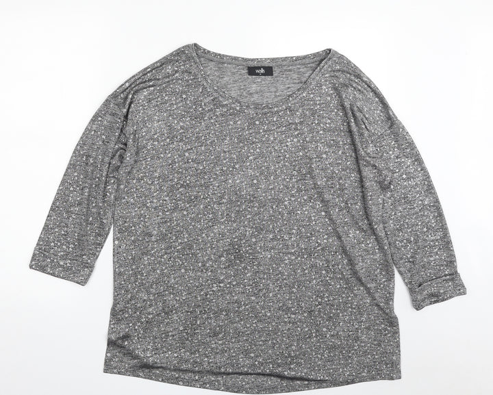 Wallis Womens Silver Polyester Pullover Sweatshirt Size M Pullover