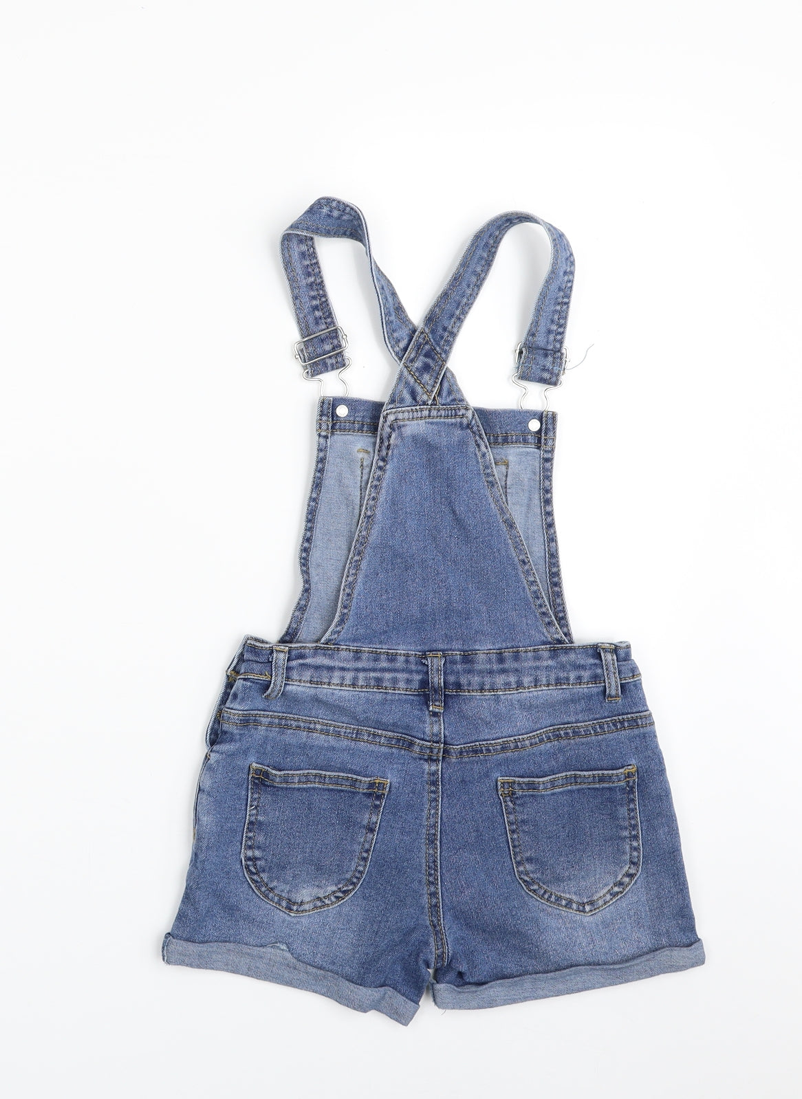 Primark Girls Blue  Cotton Pinafore/Dungaree Dress  Size 6-7 Years  Square Neck  - Minnie Mouse