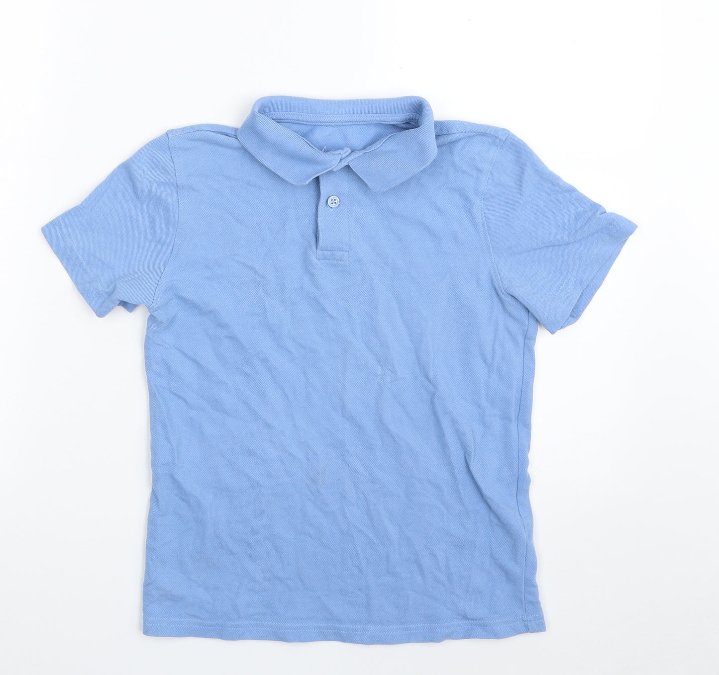 F&F Boys Blue  100% Cotton Pullover Polo Size 10-11 Years Collared Button