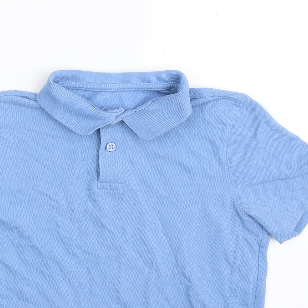 F&F Boys Blue  100% Cotton Pullover Polo Size 10-11 Years Collared Button
