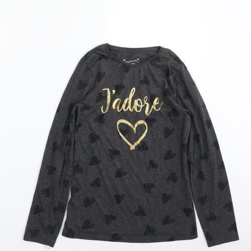 Primark Girls Grey  Polyester Pullover T-Shirt Size 10-11 Years Crew Neck Pullover - J'Adore