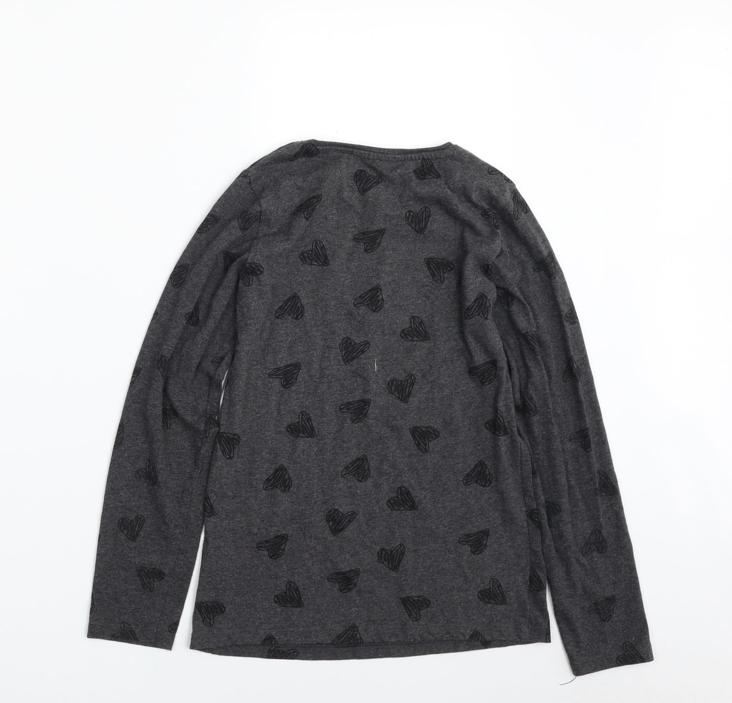 Primark Girls Grey  Polyester Pullover T-Shirt Size 10-11 Years Crew Neck Pullover - J'Adore