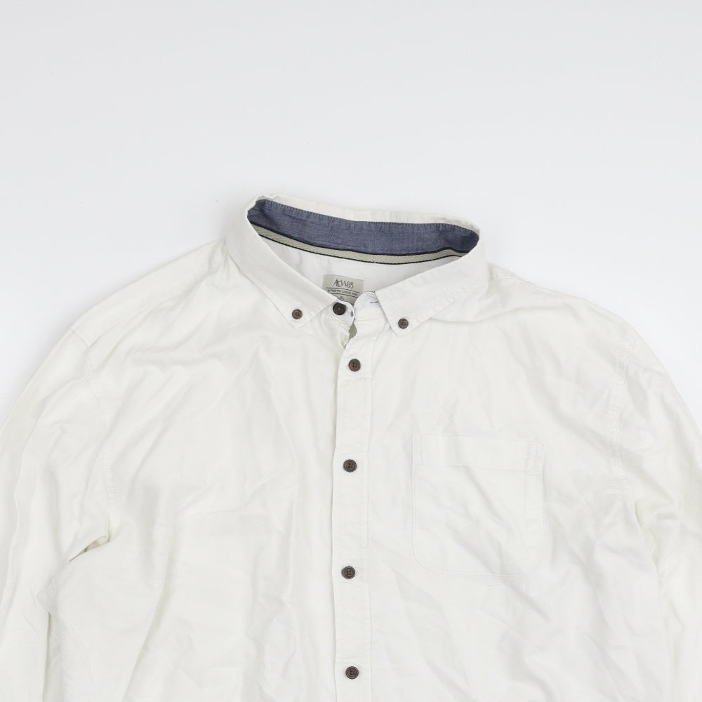 Matalan Mens White  Cotton  Button-Up Size XL Collared Button