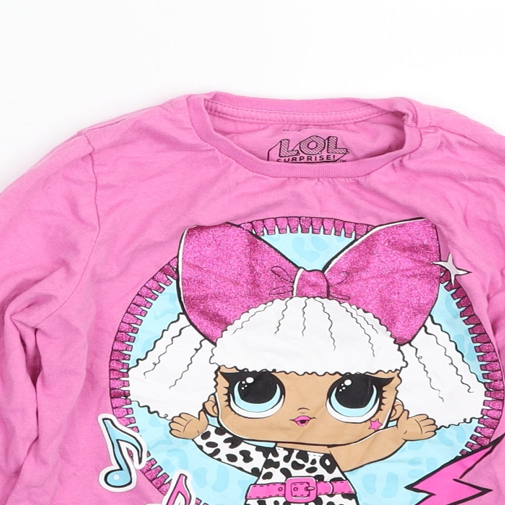 Primark Girls Pink  100% Cotton Pullover T-Shirt Size 5-6 Years Crew Neck Pullover - ROCK ON!