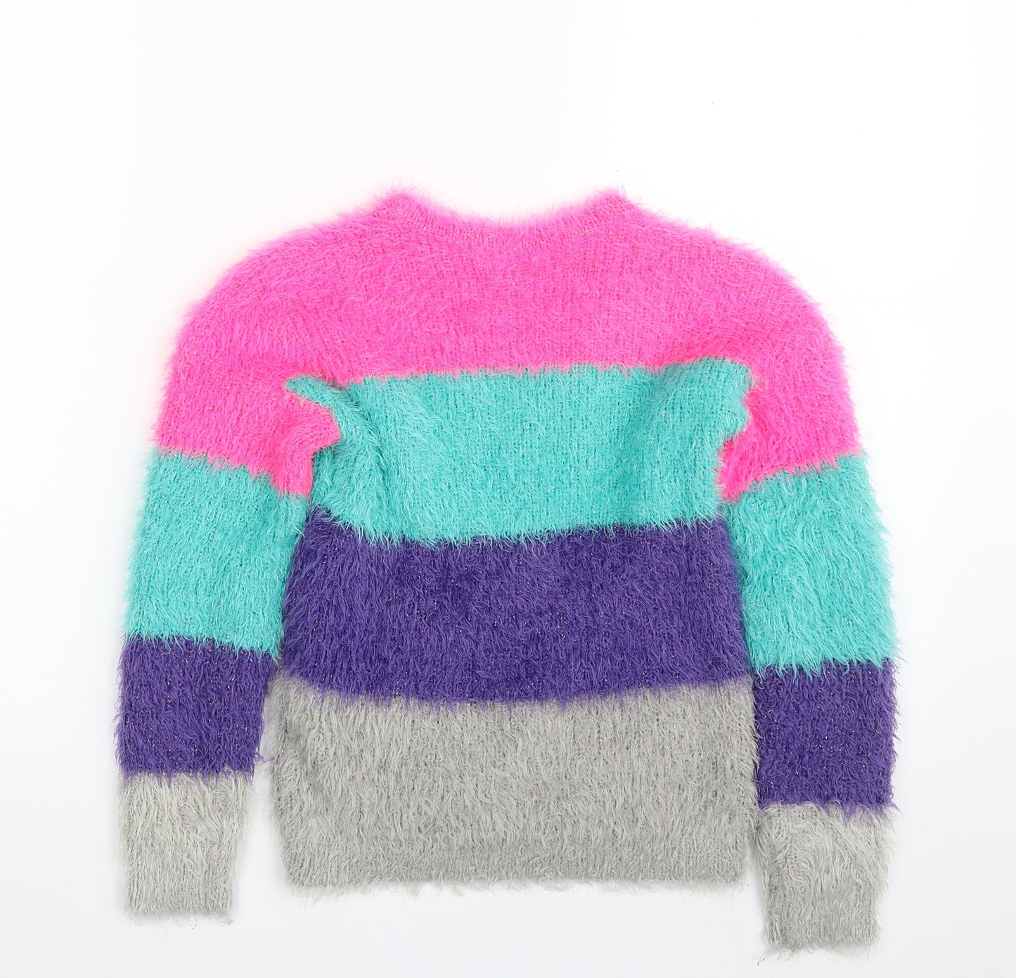 Pep&Co Girls Multicoloured Crew Neck Colourblock Polyester Pullover Jumper Size 6-7 Years  Pullover