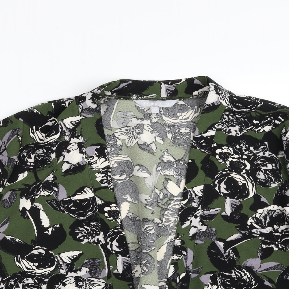 Red Herring Womens Green Floral Polyester Kimono Blouse Size 18 V-Neck