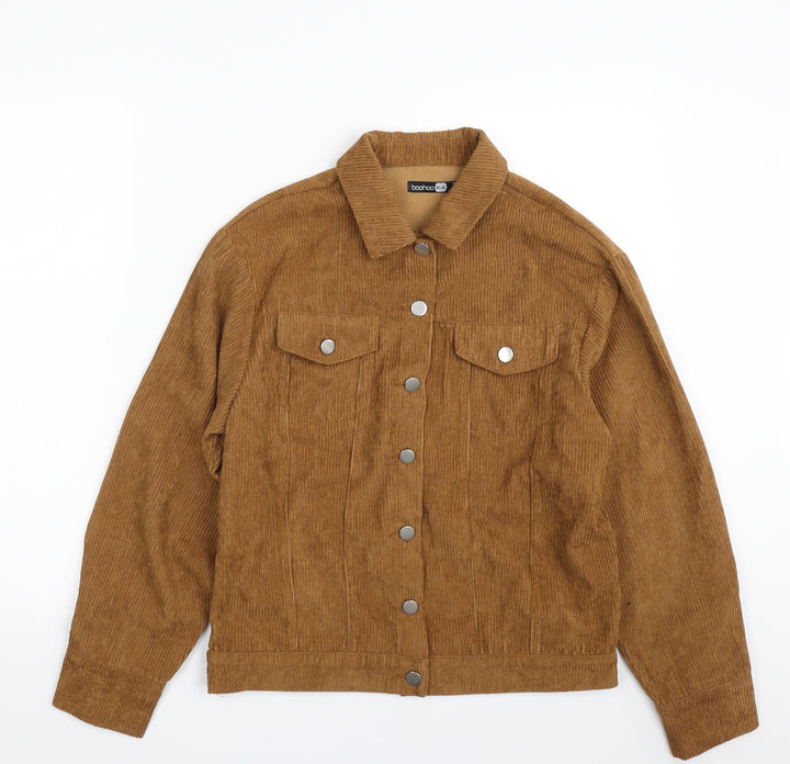 Boohoo Womens Brown Jacket Size 8 Button