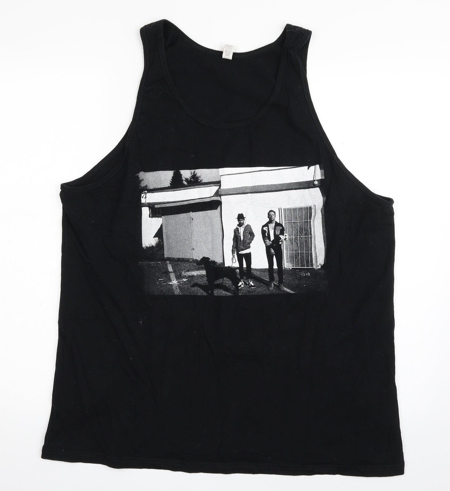 Canvas Mens Black  Cotton  T-Shirt Size XL Crew Neck  - Macklemore & Ryan Lewis Tour