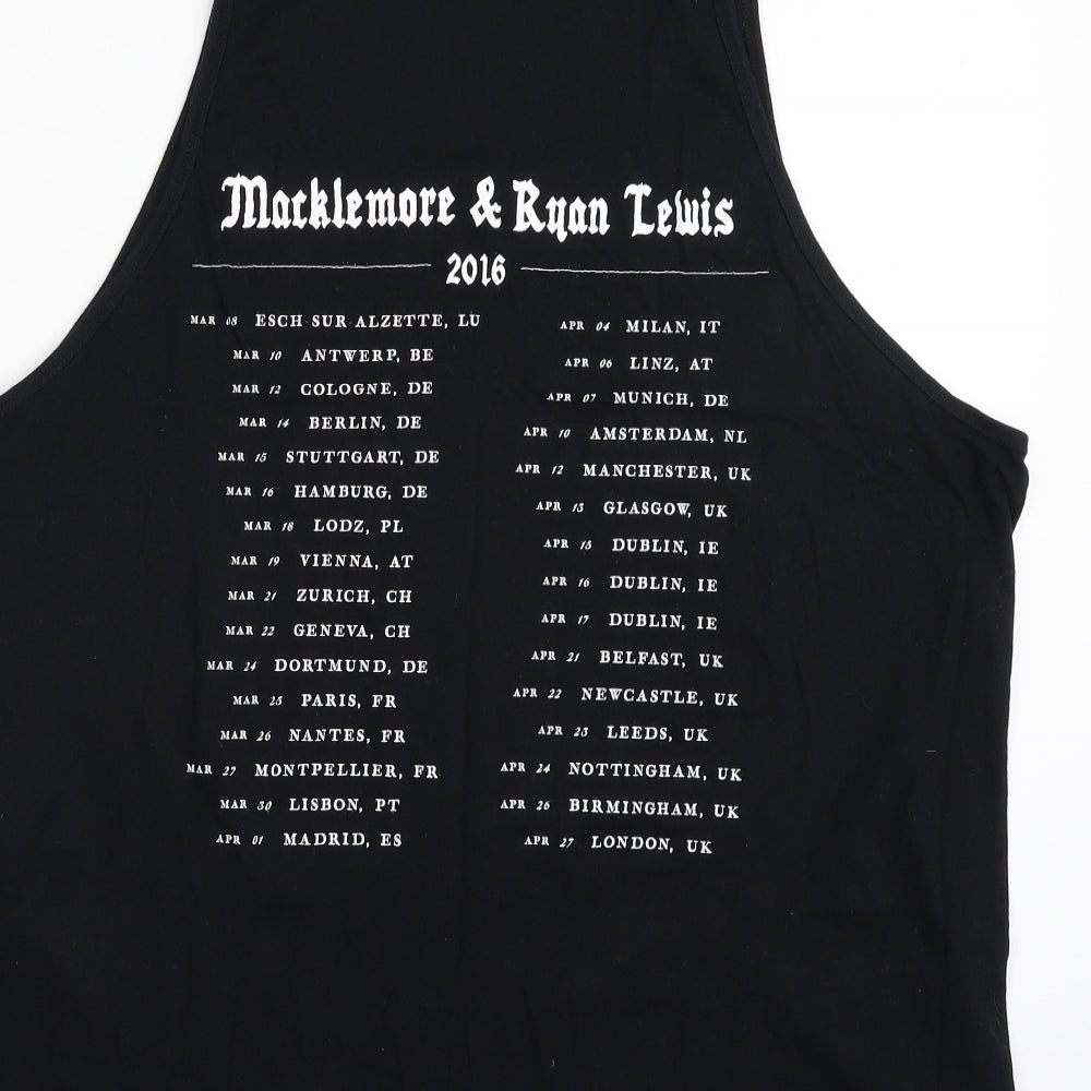 Canvas Mens Black  Cotton  T-Shirt Size XL Crew Neck  - Macklemore & Ryan Lewis Tour