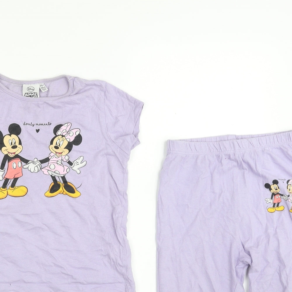 Primark Girls Purple Solid 100% Cotton Top Pyjama Set Size 3-4 Years  Pullover - Minnie Mouse