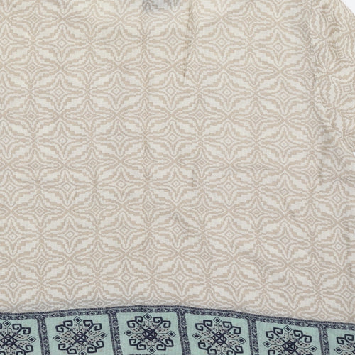 VILA Womens Beige Geometric Viscose Basic Blouse Size M Boat Neck