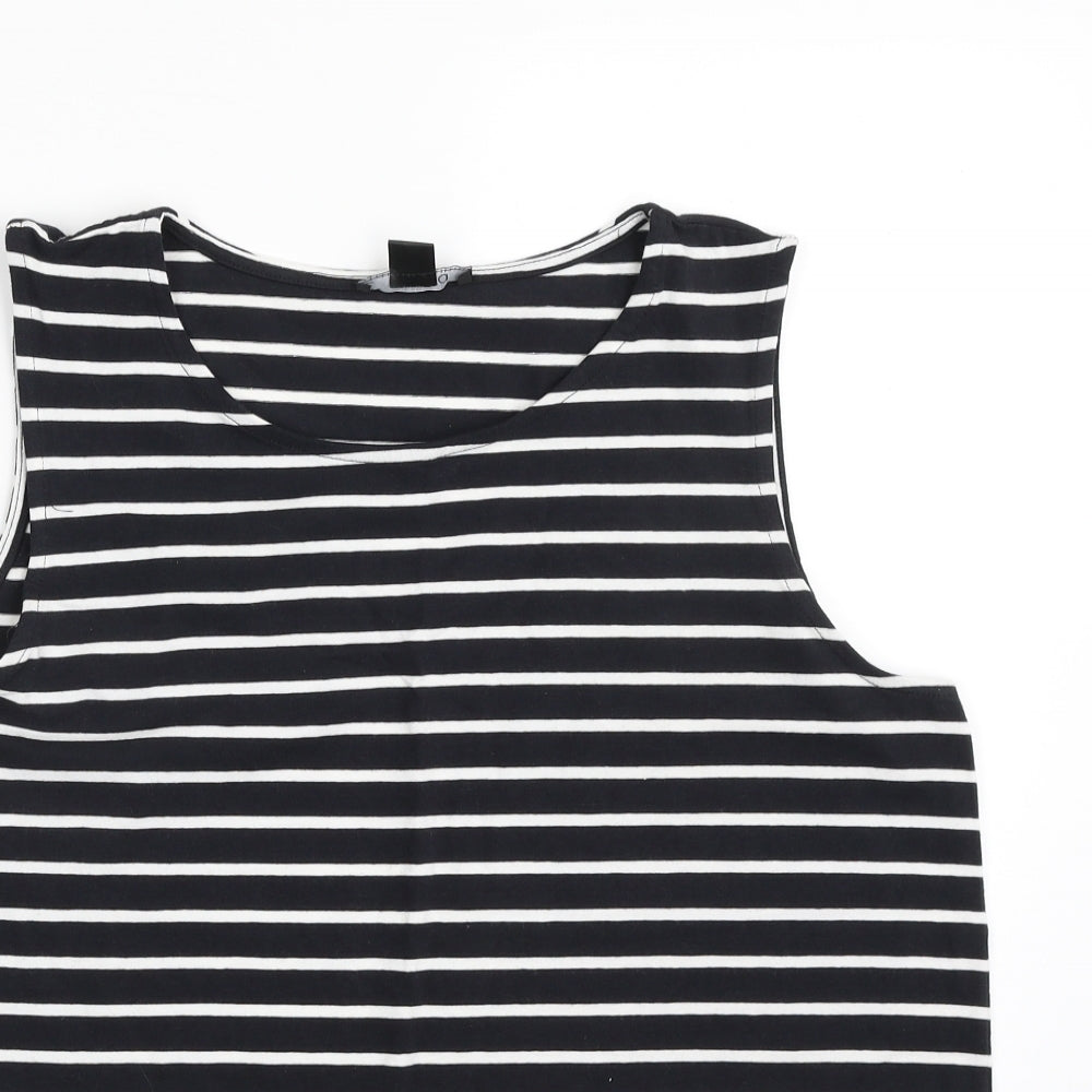 ESMARA Womens Black Striped Cotton Basic T-Shirt Size 12 Boat Neck - Size 12-14