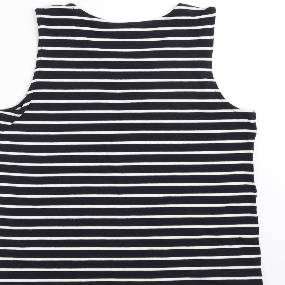 ESMARA Womens Black Striped Cotton Basic T-Shirt Size 12 Boat Neck - Size 12-14