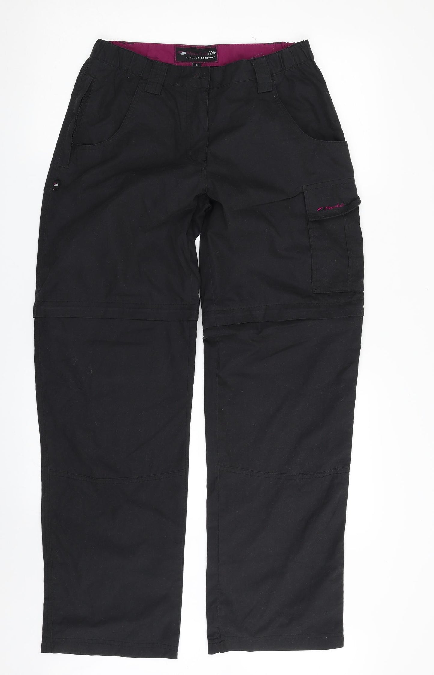 Mountain Life Womens Black  Polyester Rain Trousers Trousers Size 8 L30 in Regular Zip