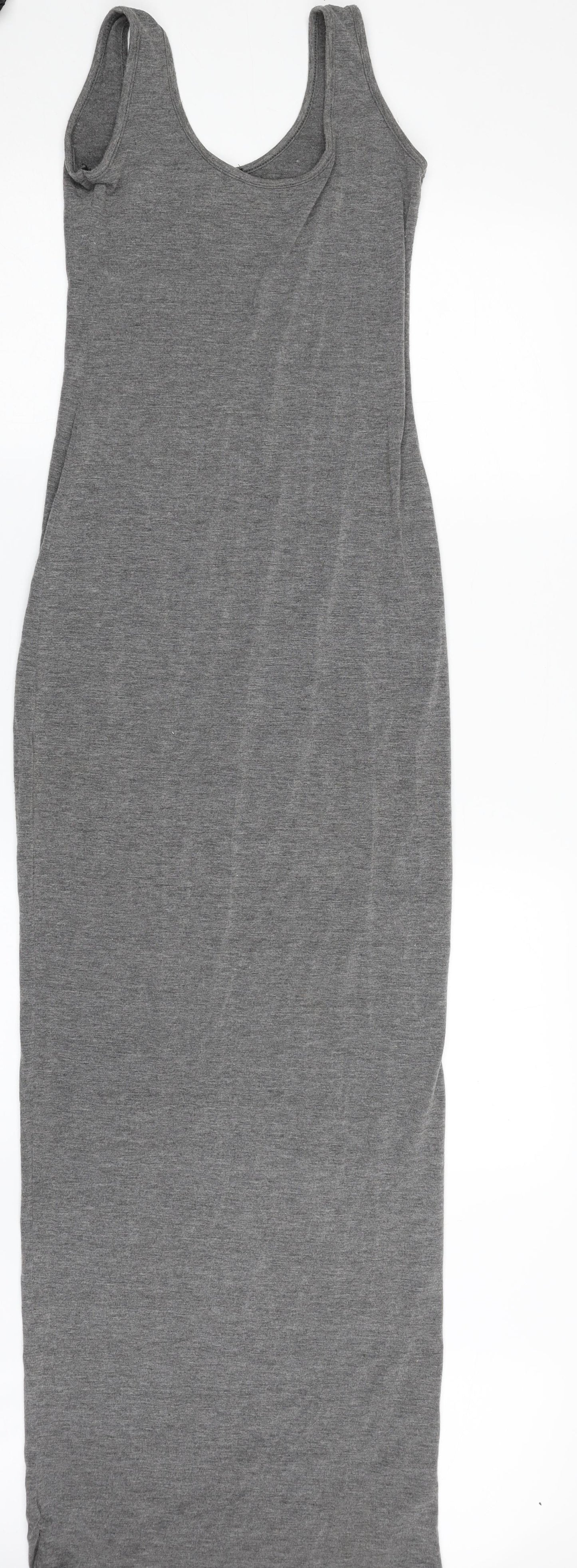 Boohoo Womens Grey  Viscose Tank Dress  Size 6  Scoop Neck Pullover