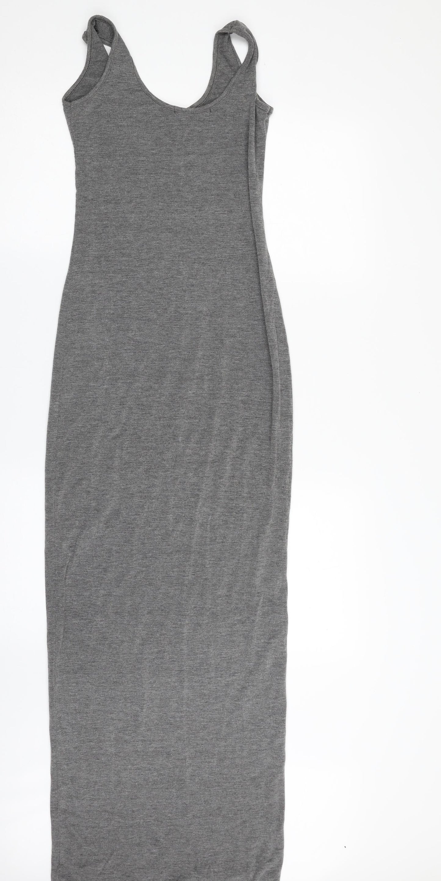 Boohoo Womens Grey  Viscose Tank Dress  Size 6  Scoop Neck Pullover