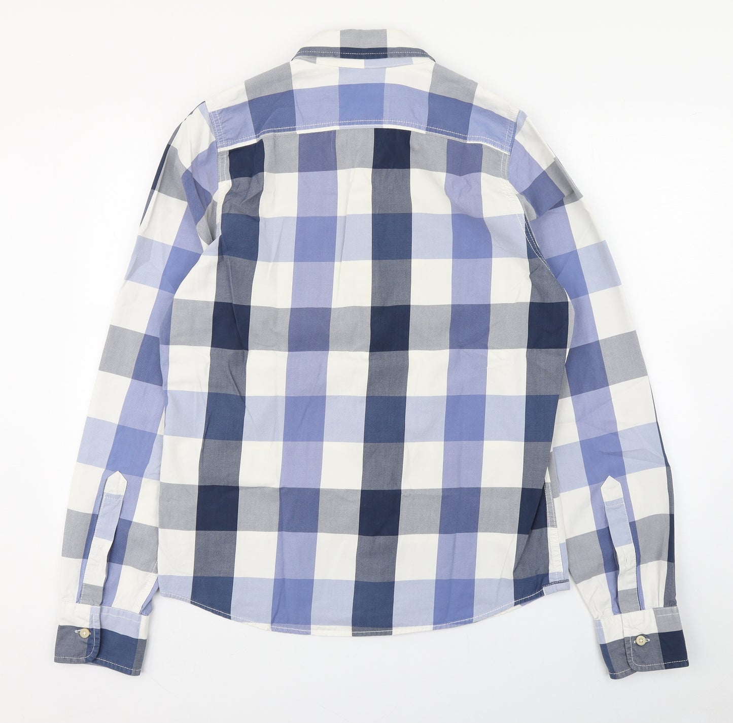 Abercrombie & Fitch Mens Blue Plaid Cotton  Button-Up Size L Collared Button