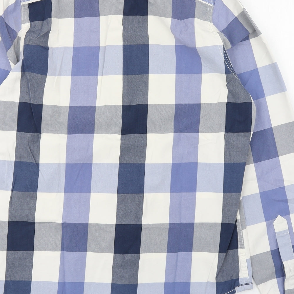 Abercrombie & Fitch Mens Blue Plaid Cotton  Button-Up Size L Collared Button