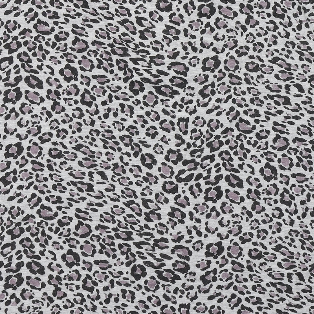 Sosandar Womens Grey Animal Print Polyester Basic T-Shirt Size 16 V-Neck