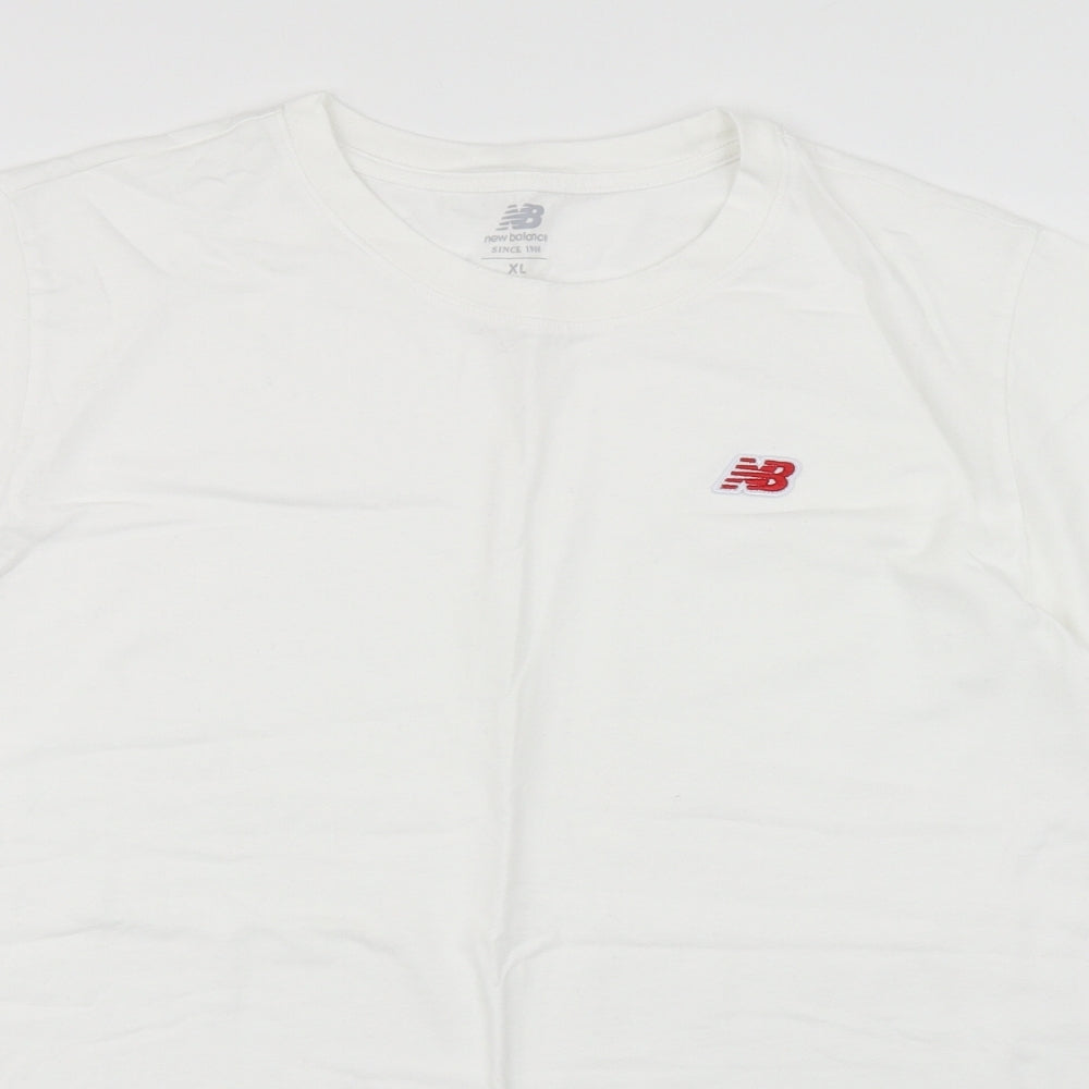 New Balance Mens White  Cotton  T-Shirt Size XL Roll Neck