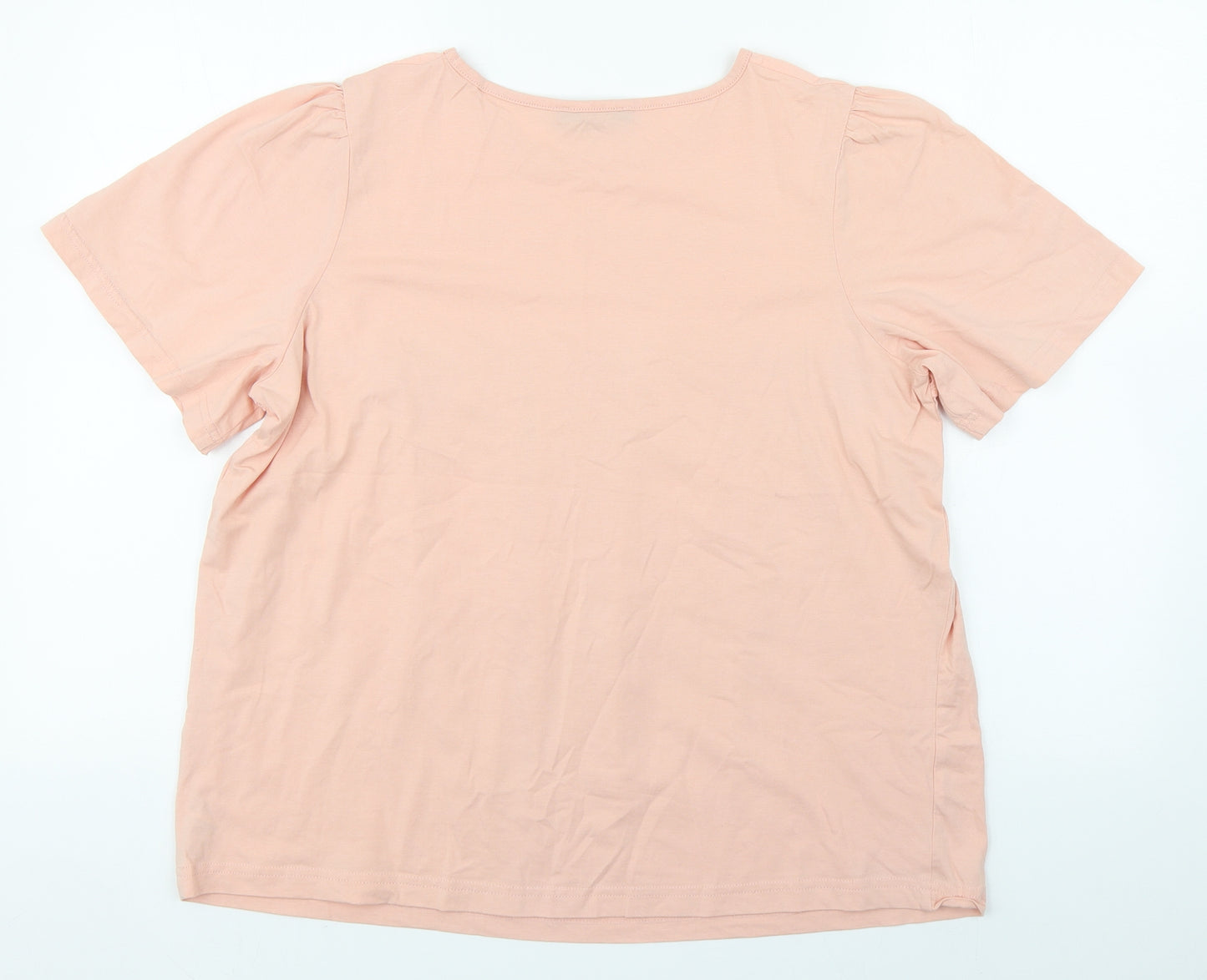 Dunnes Stores Womens Pink  Cotton Basic Blouse Size L Round Neck
