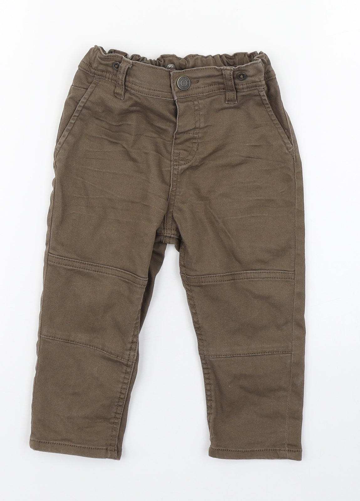 H&M Boys Brown  Cotton Jogger Trousers Size 12-18 Months  Button