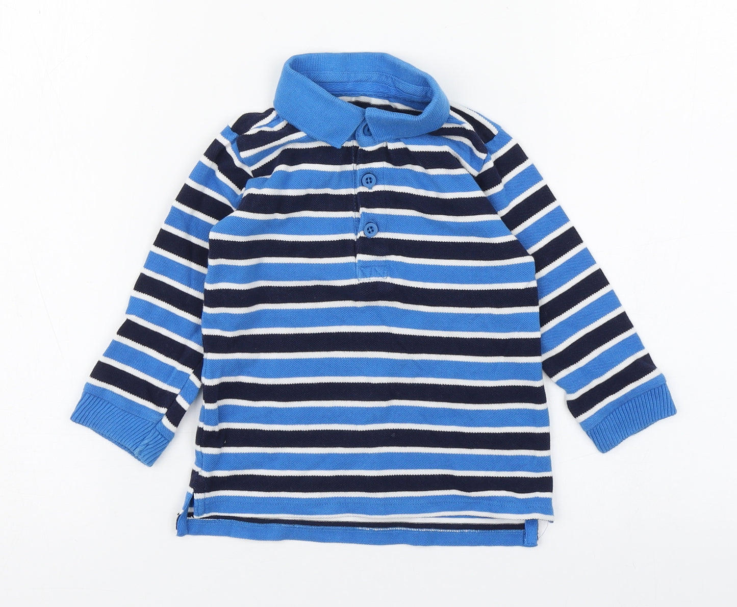 Dunnes Stores Boys Multicoloured Striped 100% Cotton Basic Polo Size 12-18 Months Collared Button