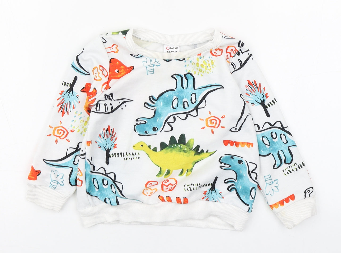 PatPat Boys Multicoloured Geometric Polyester Pullover Jumper Size 18-24 Months  Pullover - Dinosaur