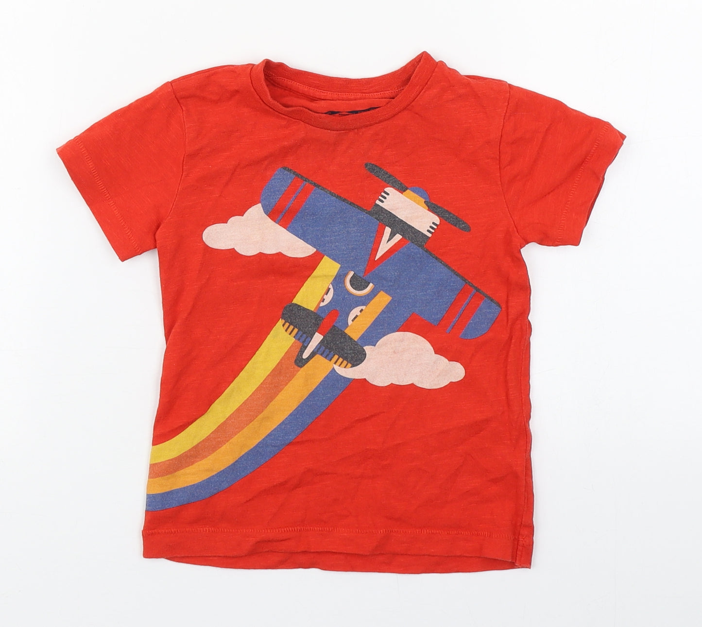 NEXT Boys Red  100% Cotton Basic T-Shirt Size 18-24 Months Round Neck Pullover - Plane