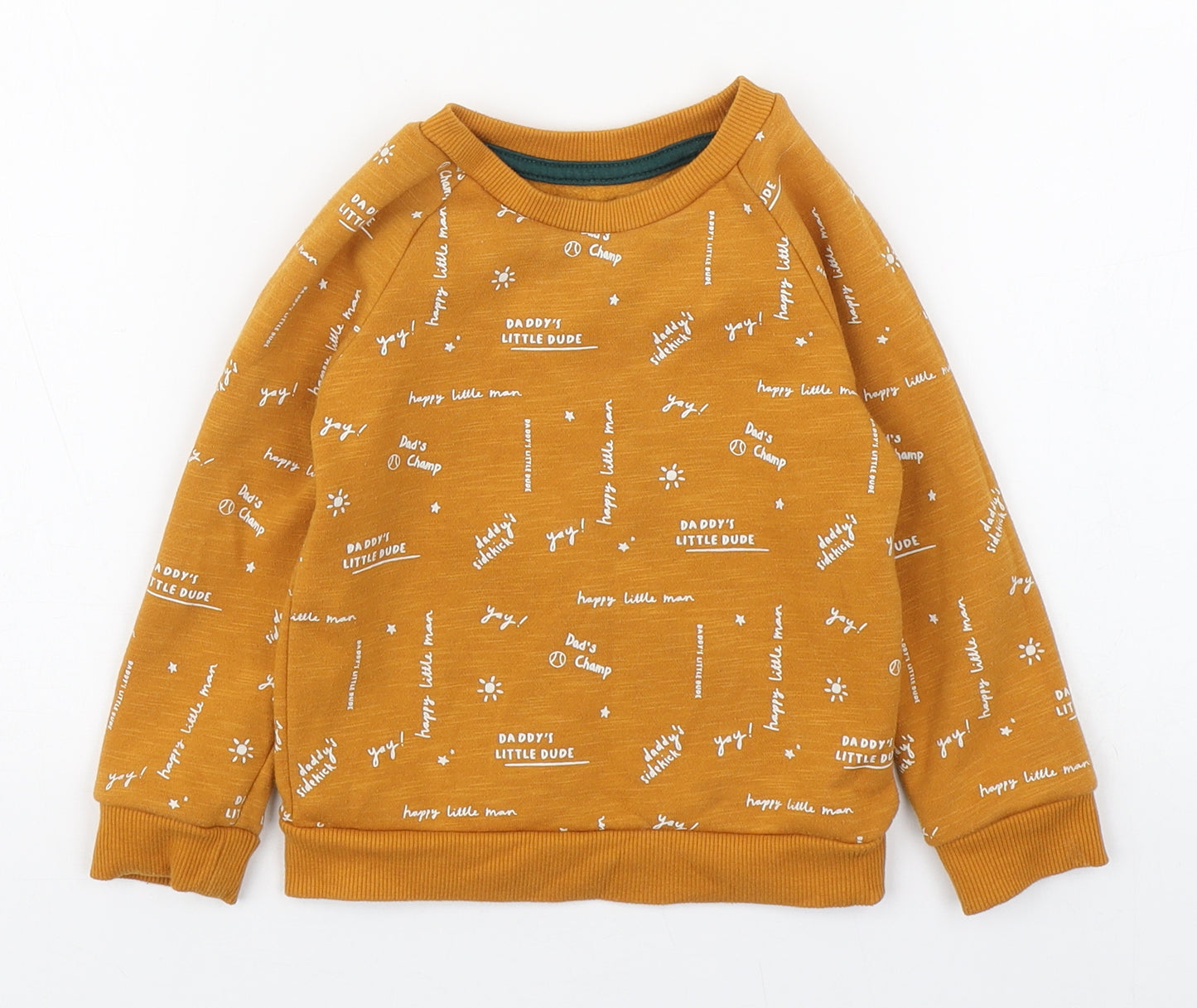 Primark Boys Orange Geometric Cotton Pullover Jumper Size 18-24 Months  Pullover