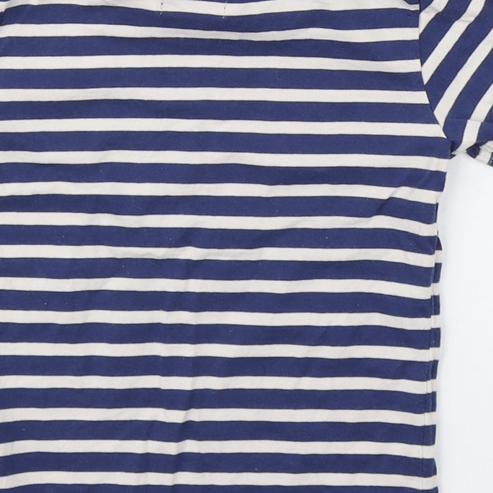 NEXT Boys Blue Striped 100% Cotton Basic T-Shirt Size 12-18 Months Round Neck Pullover