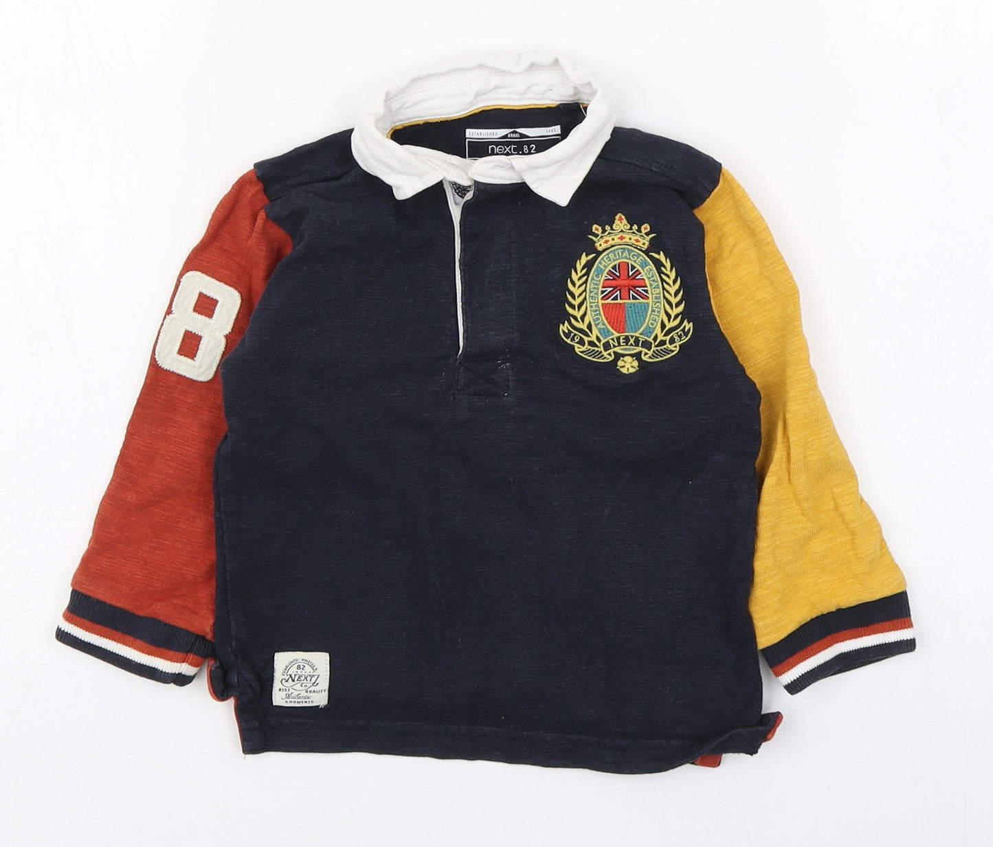 NEXT Boys Multicoloured Colourblock 100% Cotton Basic Polo Size 18-24 Months Collared Button