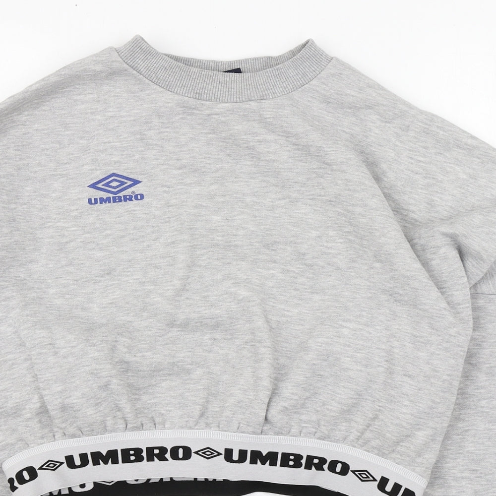 Umbro Womens Grey Round Neck  Cotton Pullover Jumper Size L   - Cropped