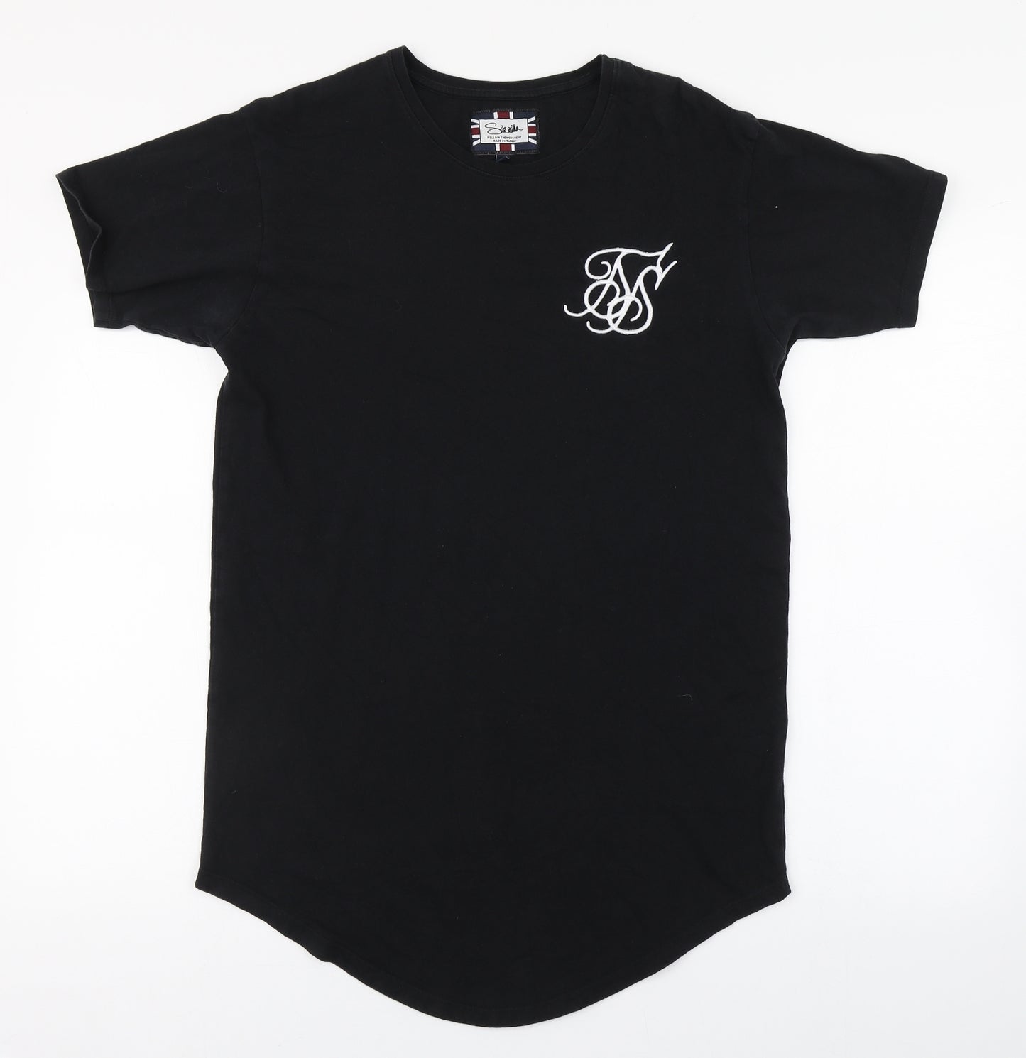 Sikskin Mens Black  Cotton  T-Shirt Size S Round Neck