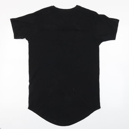 Sikskin Mens Black  Cotton  T-Shirt Size S Round Neck