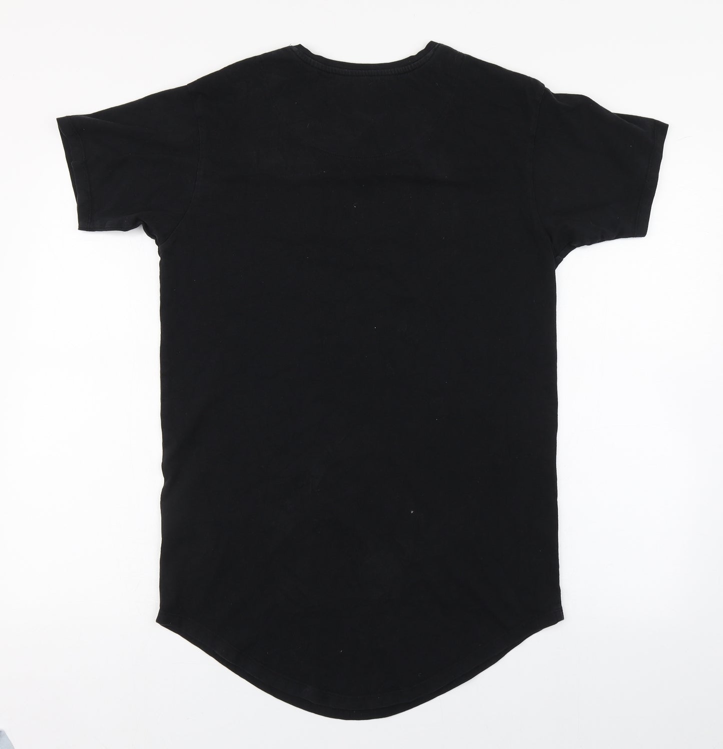 Sikskin Mens Black  Cotton  T-Shirt Size S Round Neck