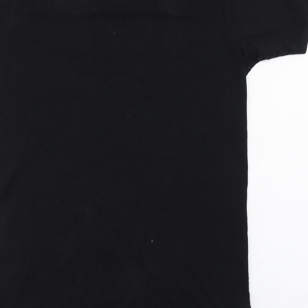 Sikskin Mens Black  Cotton  T-Shirt Size S Round Neck