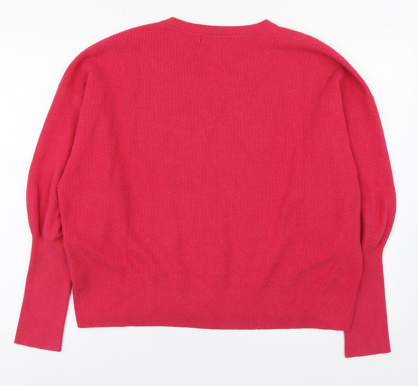 Marks and Spencer Womens Pink V-Neck  Viscose Pullover Jumper Size L