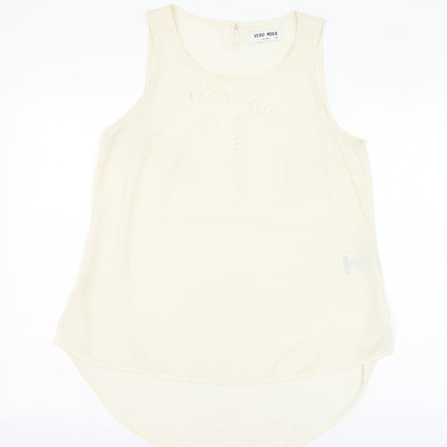 VERO MODA Womens Ivory  Polyester Basic Blouse Size M Round Neck